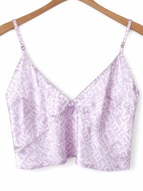 NWOT Stella McCartney x Ed Curtis Pink Graffiti Logo Cropped Silk  Cami‎ Size S